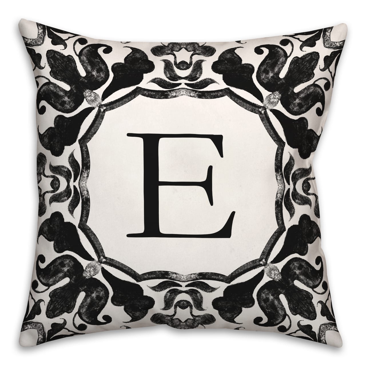 Black & White Monogram Indoor/Outdoor Pillow